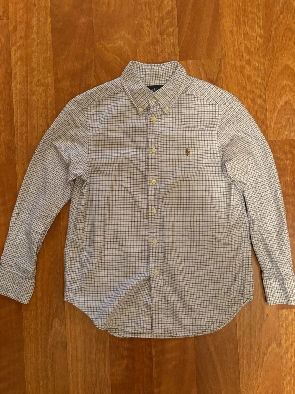 Ralph Lauren White & Navy Check Button-Down Shirt Boys Size 10/12